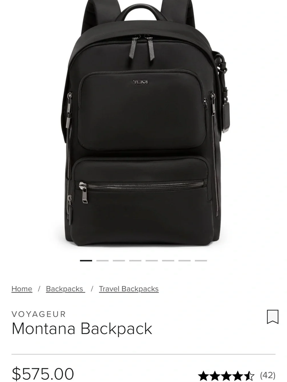 Tumi Black Nylon Travel & Commute Backpack